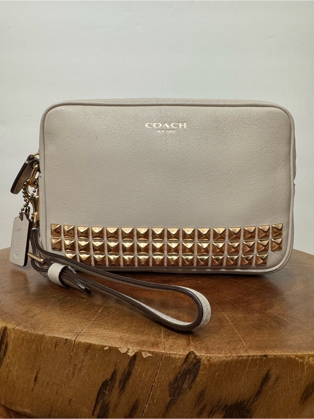 Coach Pyramid Studded Large Wristlet Clutch